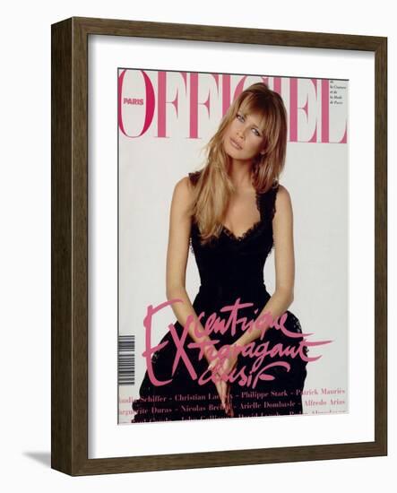 L'Officiel, December 1993 - Claudia Schiffer-Francesco Scavullo-Framed Art Print