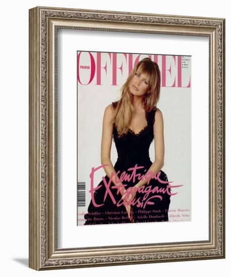 L'Officiel, December 1993 - Claudia Schiffer-Francesco Scavullo-Framed Premium Giclee Print