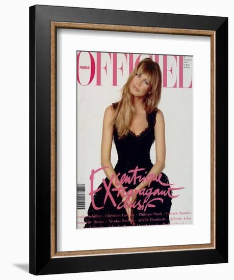 L'Officiel, December 1993 - Claudia Schiffer-Francesco Scavullo-Framed Premium Giclee Print