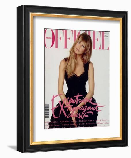 L'Officiel, December 1993 - Claudia Schiffer-Francesco Scavullo-Framed Premium Giclee Print