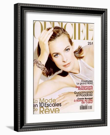 L'Officiel, December 1997 - Carole Bouquet-André Rau-Framed Art Print