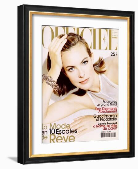 L'Officiel, December 1997 - Carole Bouquet-André Rau-Framed Art Print