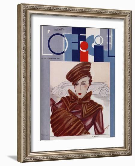 L'Officiel, February 1934 - Blanche et Simone-Lbengini & A.P. Covillot-Framed Art Print