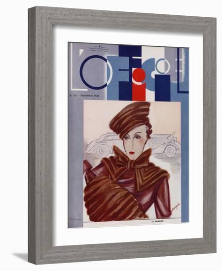 L'Officiel, February 1934 - Blanche et Simone-Lbengini & A.P. Covillot-Framed Art Print