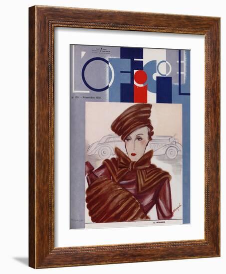 L'Officiel, February 1934 - Blanche et Simone-Lbengini & A.P. Covillot-Framed Art Print