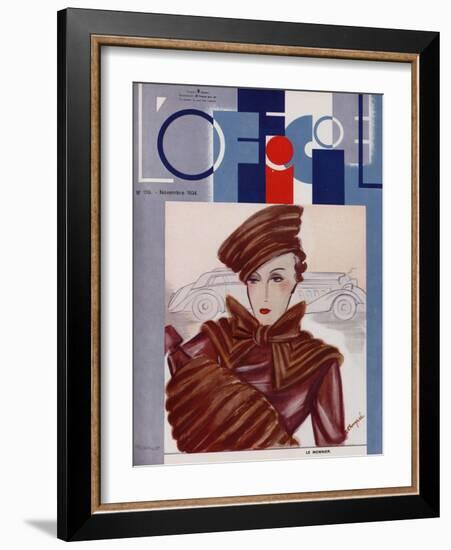 L'Officiel, February 1934 - Blanche et Simone-Lbengini & A.P. Covillot-Framed Art Print