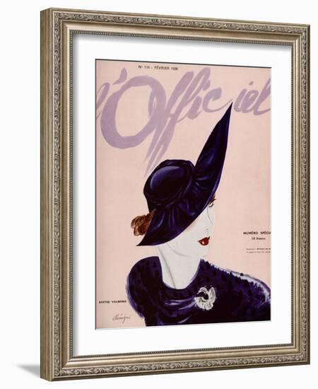 L'Officiel, February 1936 - Marthe Valmont-Lbenigni-Framed Art Print