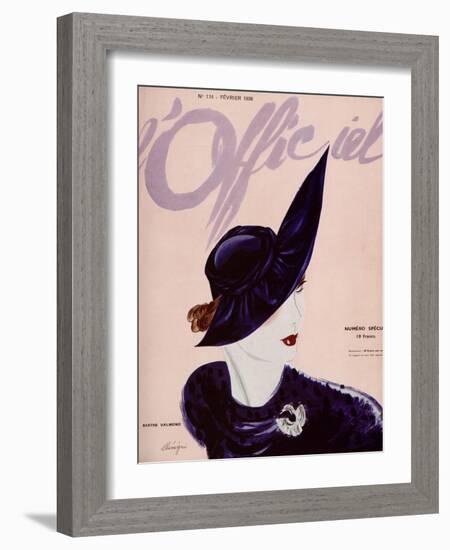 L'Officiel, February 1936 - Marthe Valmont-Lbenigni-Framed Art Print