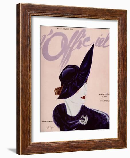 L'Officiel, February 1936 - Marthe Valmont-Lbenigni-Framed Art Print