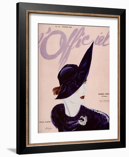 L'Officiel, February 1936 - Marthe Valmont-Lbenigni-Framed Art Print