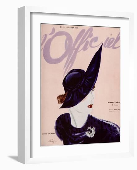 L'Officiel, February 1936 - Marthe Valmont-Lbenigni-Framed Art Print