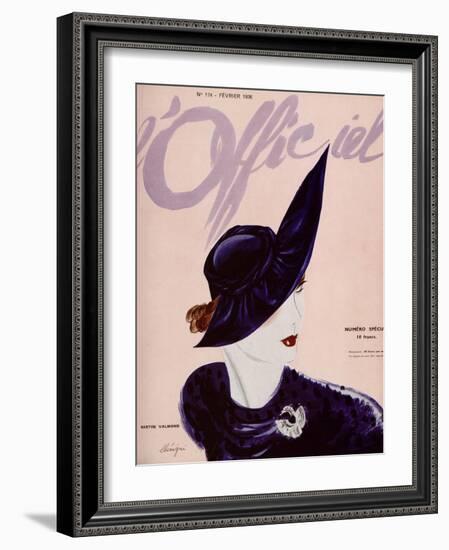 L'Officiel, February 1936 - Marthe Valmont-Lbenigni-Framed Art Print