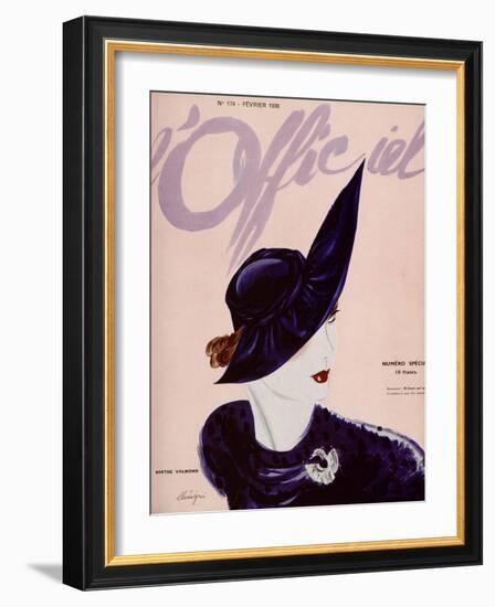 L'Officiel, February 1936 - Marthe Valmont-Lbenigni-Framed Art Print