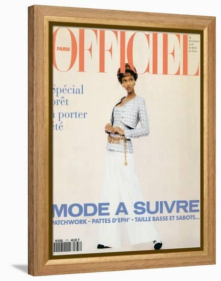 L'Officiel, February 1993 - Chanel: le Tailleur de L'Année Porté Par Tyra-Carlo delia Chiesa-Framed Stretched Canvas