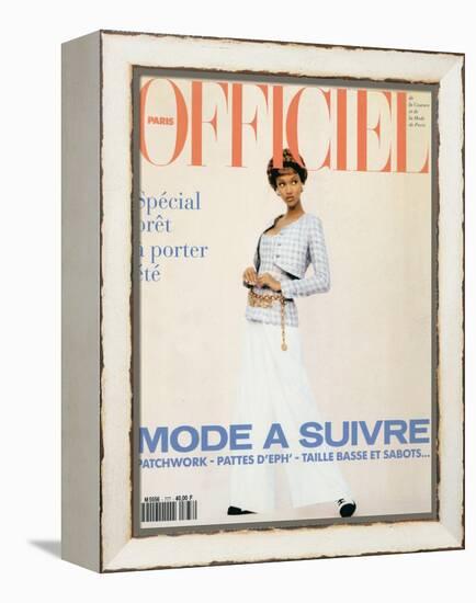 L'Officiel, February 1993 - Chanel: le Tailleur de L'Année Porté Par Tyra-Carlo delia Chiesa-Framed Stretched Canvas