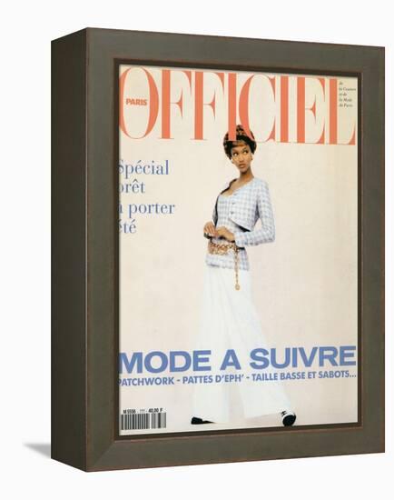 L'Officiel, February 1993 - Chanel: le Tailleur de L'Année Porté Par Tyra-Carlo delia Chiesa-Framed Stretched Canvas