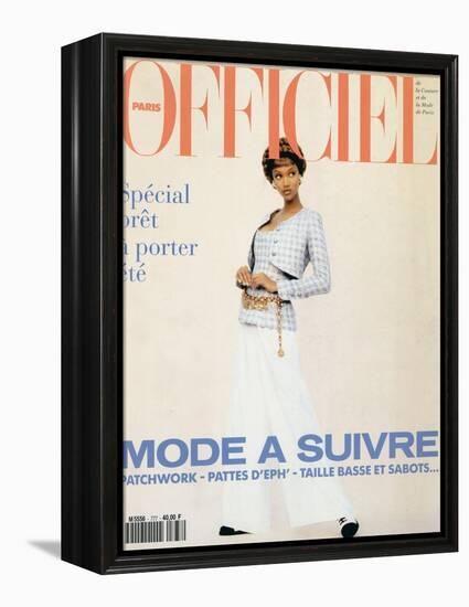 L'Officiel, February 1993 - Chanel: le Tailleur de L'Année Porté Par Tyra-Carlo delia Chiesa-Framed Stretched Canvas