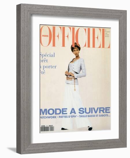 L'Officiel, February 1993 - Chanel: le Tailleur de L'Année Porté Par Tyra-Carlo delia Chiesa-Framed Art Print