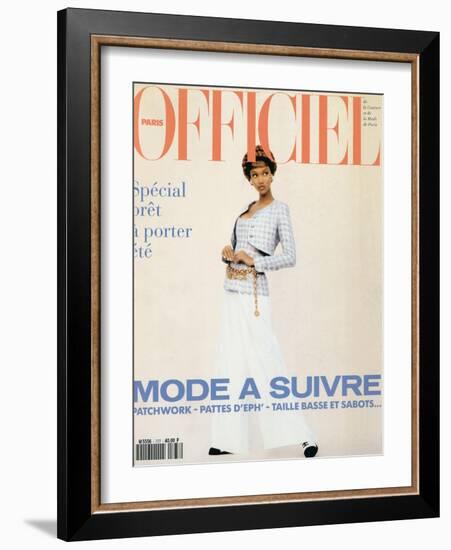 L'Officiel, February 1993 - Chanel: le Tailleur de L'Année Porté Par Tyra-Carlo delia Chiesa-Framed Art Print