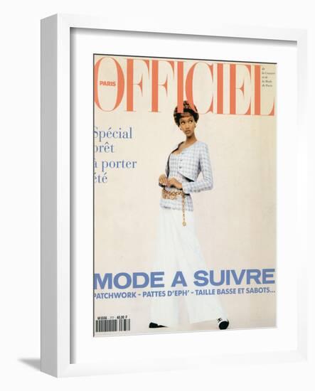 L'Officiel, February 1993 - Chanel: le Tailleur de L'Année Porté Par Tyra-Carlo delia Chiesa-Framed Art Print