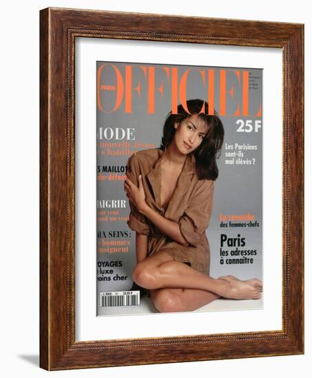 L'Officiel, February 1994 - Karen Mulder-Francesco Scavullo-Framed Art Print