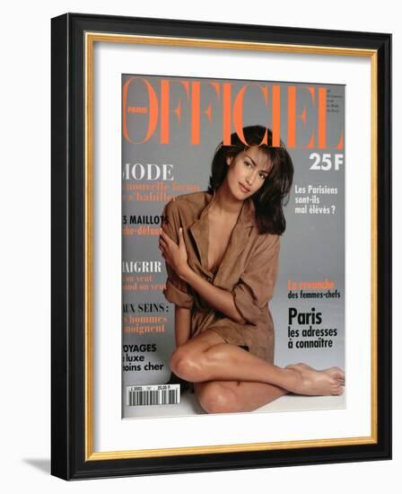 L'Officiel, February 1994 - Karen Mulder-Francesco Scavullo-Framed Art Print