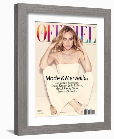 L'Officiel, February 2008 - Diane Kruger-Guy Aroch-Framed Art Print