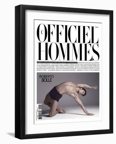 L'Officiel, Hommes August 2008 - Roberto Bolle-Milan Vukmirovic-Framed Art Print