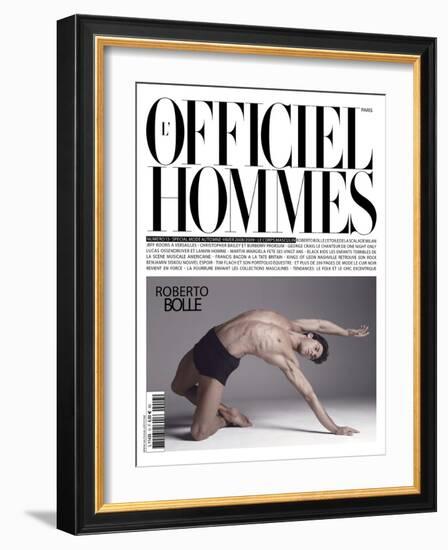 L'Officiel, Hommes August 2008 - Roberto Bolle-Milan Vukmirovic-Framed Art Print