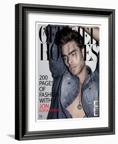 L'Officiel, Hommes January 2008 - Jon Kortajarena-Milan Vukmirovic-Framed Art Print