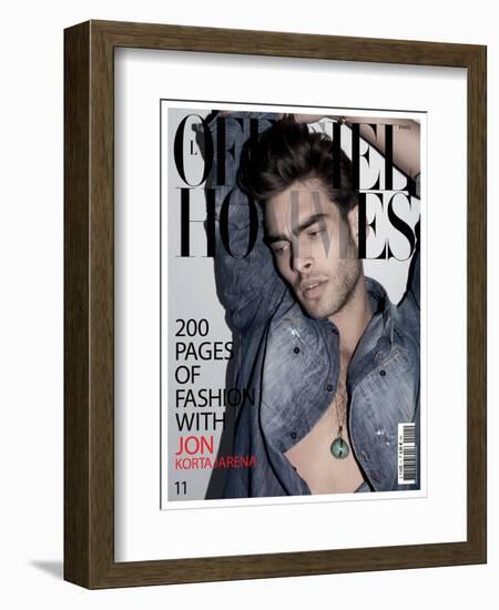 L'Officiel, Hommes January 2008 - Jon Kortajarena-Milan Vukmirovic-Framed Premium Giclee Print