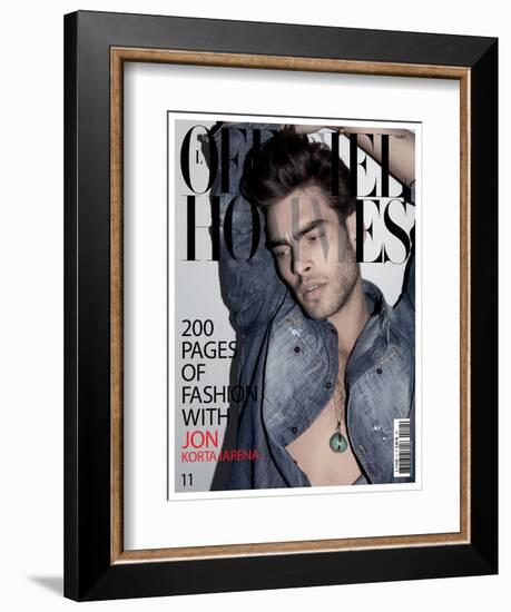 L'Officiel, Hommes January 2008 - Jon Kortajarena-Milan Vukmirovic-Framed Premium Giclee Print