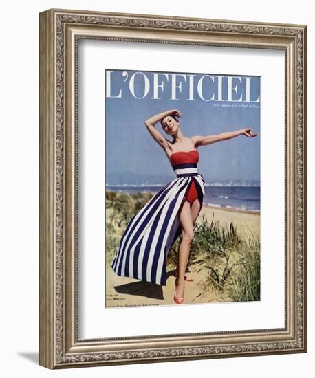 L'Officiel - Jacques Heim, Ensemble de Plage en Coton-Philippe Pottier-Framed Premium Giclee Print