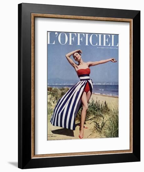 L'Officiel - Jacques Heim, Ensemble de Plage en Coton-Philippe Pottier-Framed Premium Giclee Print