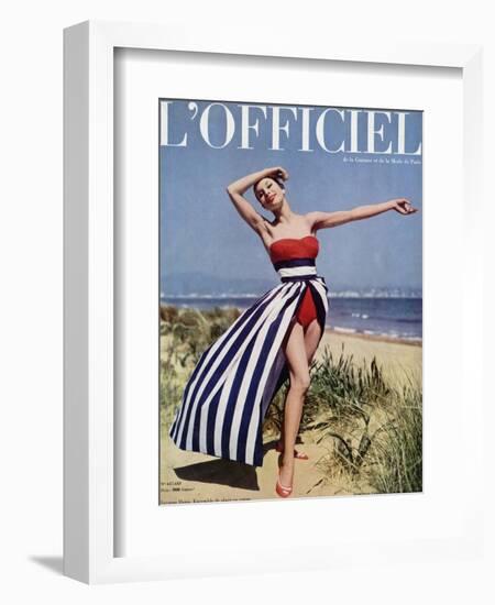 L'Officiel - Jacques Heim, Ensemble de Plage en Coton-Philippe Pottier-Framed Premium Giclee Print