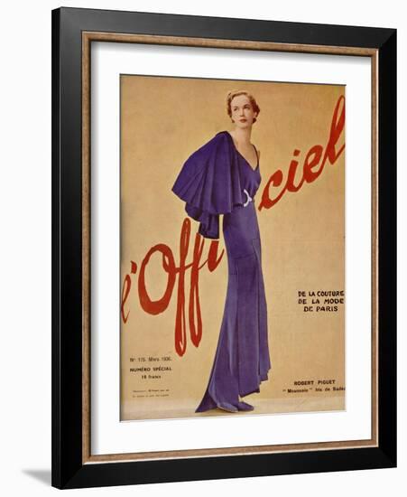 L'Officiel, January 1936 - Loretta de Marcel Rochas-J. H. Lartogue-Framed Art Print