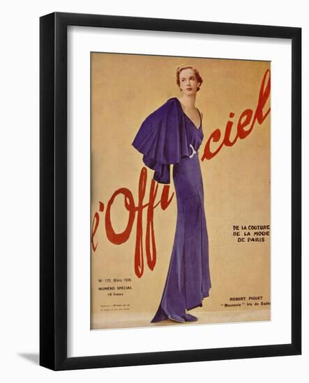 L'Officiel, January 1936 - Loretta de Marcel Rochas-J. H. Lartogue-Framed Art Print