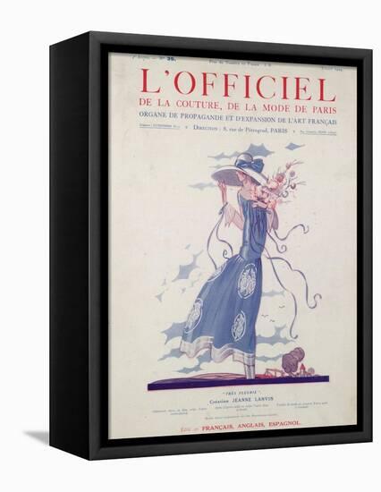 L'Officiel, July 1924 - Robe d'Après-Midi Très Fleurie-Jeanne Lanvin-Framed Stretched Canvas