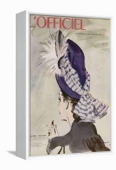 L'Officiel, July-August 1945 - Chapeau de Rosé Valois-Mourgue-Framed Stretched Canvas