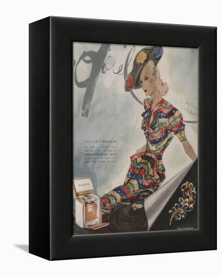 L'Officiel, June 1942 - Paquin, Bijoux de Mauboussin-Lbenigni-Framed Stretched Canvas