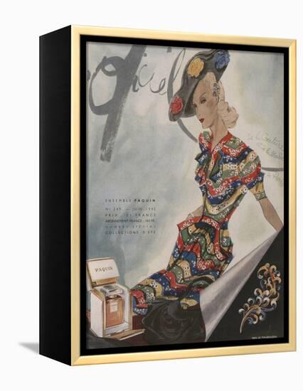 L'Officiel, June 1942 - Paquin, Bijoux de Mauboussin-Lbenigni-Framed Stretched Canvas