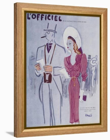 L'Officiel, June 1946 - Robe de L. Mendel-Benito-Framed Stretched Canvas