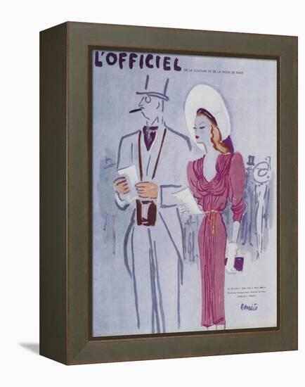 L'Officiel, June 1946 - Robe de L. Mendel-Benito-Framed Stretched Canvas