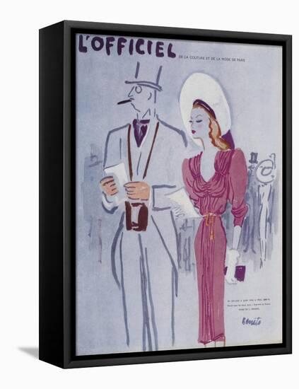 L'Officiel, June 1946 - Robe de L. Mendel-Benito-Framed Stretched Canvas