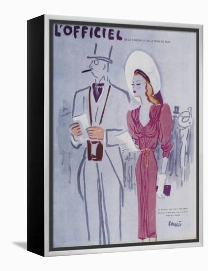 L'Officiel, June 1946 - Robe de L. Mendel-Benito-Framed Stretched Canvas