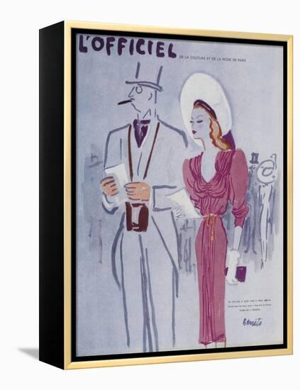 L'Officiel, June 1946 - Robe de L. Mendel-Benito-Framed Stretched Canvas