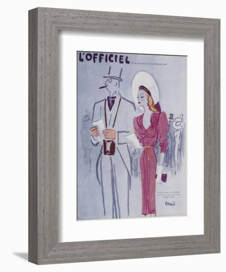 L'Officiel, June 1946 - Robe de L. Mendel-Benito-Framed Premium Giclee Print