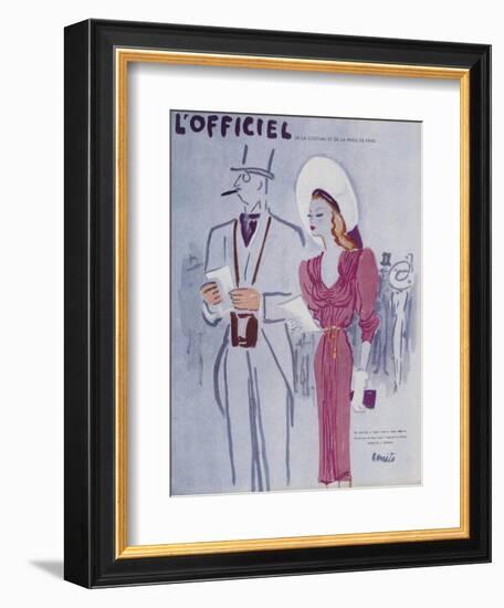 L'Officiel, June 1946 - Robe de L. Mendel-Benito-Framed Premium Giclee Print