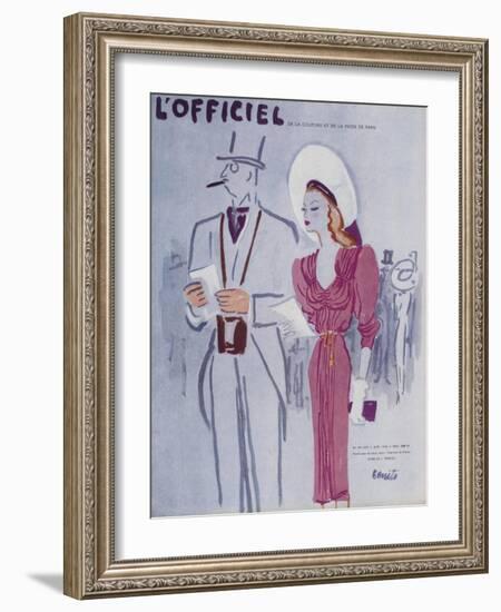 L'Officiel, June 1946 - Robe de L. Mendel-Benito-Framed Art Print