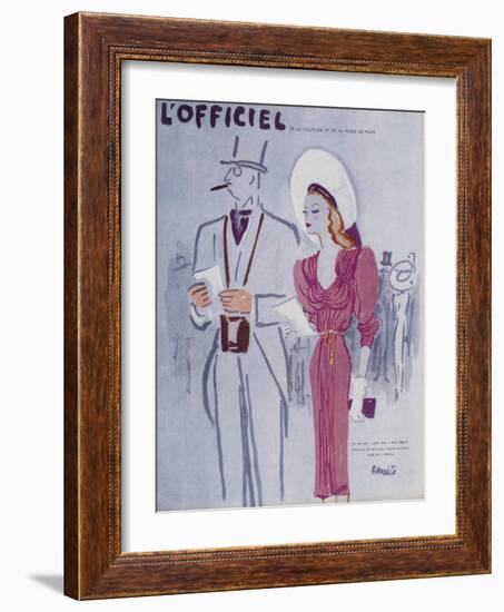 L'Officiel, June 1946 - Robe de L. Mendel-Benito-Framed Art Print